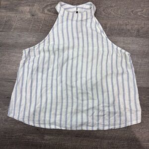 One Clothing Blue and White Striped Halter Top Size‎ L Large